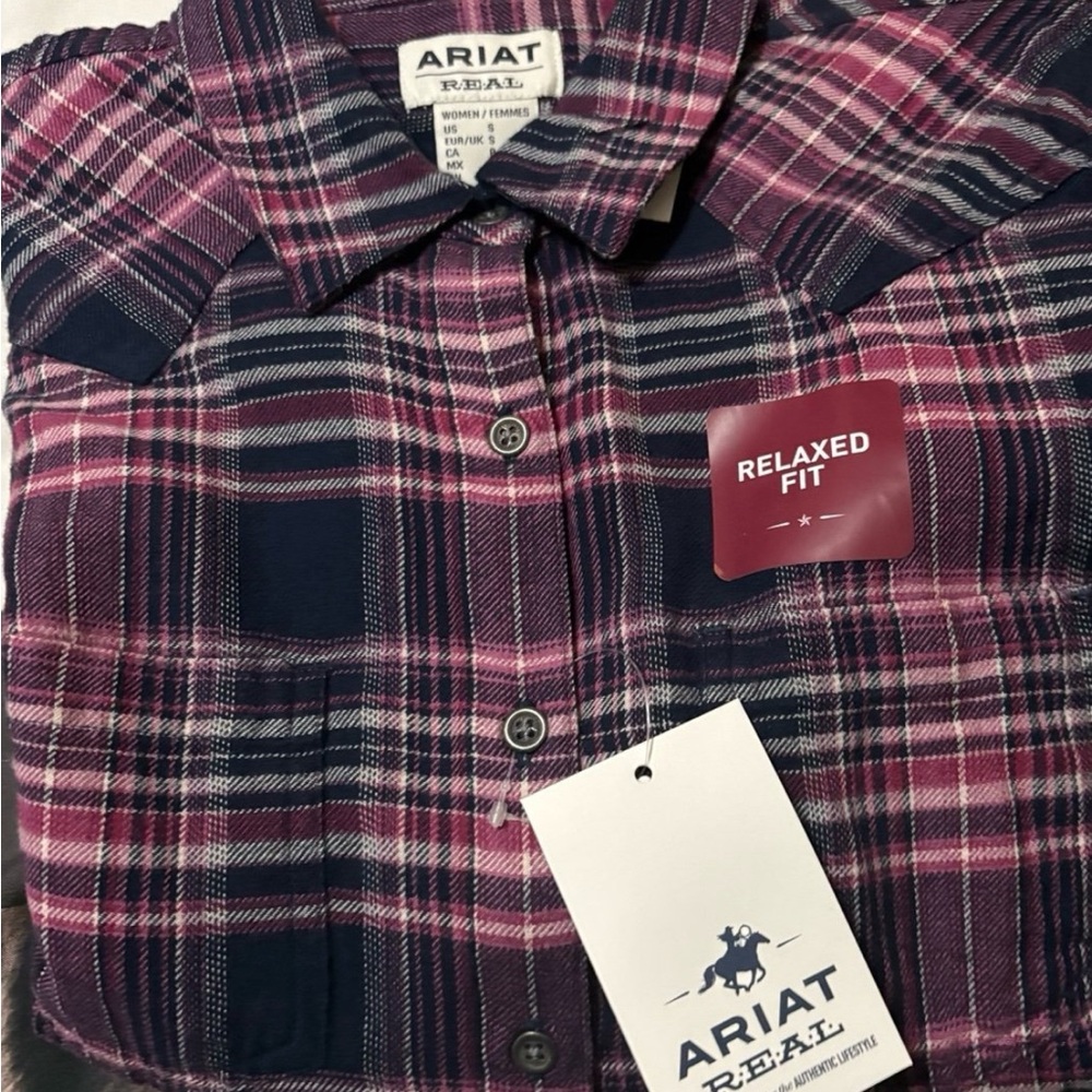 Ariat Purple and Navy Plaid Shirt